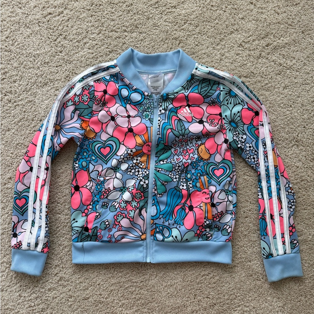 Little girls adidas track jacket. No stains, like new.